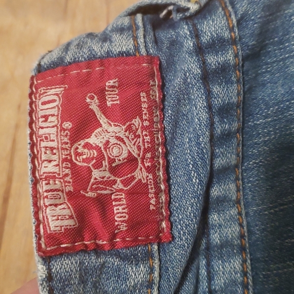 VINTAGE TRUE RELIGION DISTRESSED FLARE PATCHWORK JEANS SZ 8/29 - Picture 11 of 12